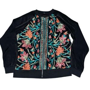 Tua Los Angeles lightweight Floral Embroidered Black Jacket